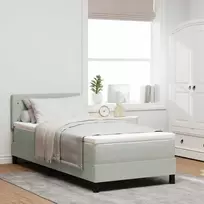 Kiemas lova su čiužiniu Šviesiai pilka 90 x 200 cm Aksomas
