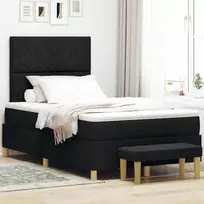 Kiemas lova su pagalve su galvūgalio Juoda 200 x 120 cm audinys
