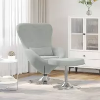Fotelis Kiaušinio kėdė su pufu Šviesiai pilka Aksomas