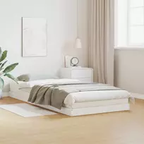 Lova Grindų lovos rėmas Balta 80 x 210 cm Kietos pušies mediena