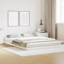 Lova Grindų lovos rėmas Balta 140 x 220 cm Kietos pušies mediena