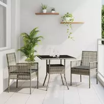 Lauko baldų komplektas Sodo valgomojo komplektas 3 pcs Pilka poliratanas