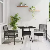 Lauko baldų komplektas Sodo valgomojo komplektas 3 pcs Juoda poliratanas