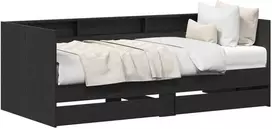 Dienos lova su stalčių Pilka 90 x 200 cm Apdirbta mediena