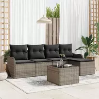 Lauko baldų komplektas Sodo Sofų Rinkinys su pagalve 6 pcs Juoda Poli ratanas