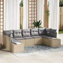 Sodo Sofų Rinkinys 7 pcs Bežinė ir šviesiai pilka Poli ratanas