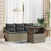 Lauko baldų komplektas Sodo Sofų Rinkinys su pagalve 5 pcs Pilka Poli ratanas