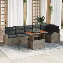 Lauko baldų komplektas Sodo Sofų Rinkinys su saugykla 7 pcs Pilka Poli ratanas