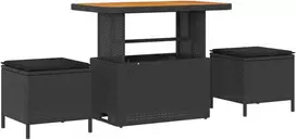 Sodo Sofų Rinkinys su pagalve su saugykla Juoda 90 x 55 x 71 cm
