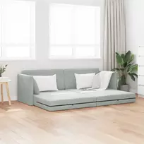 Grindų sofos lova Šviesiai pilka 213 x 70 x 77 cm Aksomas