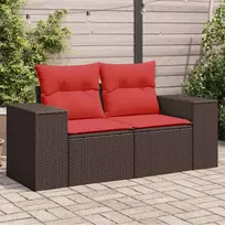 Sodo sofa su pagalvėlėmis, dvivietė, ruda, polirotangas
