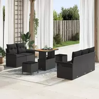 Sodo Sofų Rinkinys 8 vnt. 7 vietos Juoda