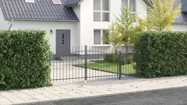 Sodo vartai WOERDEN 100 x 400 cm Plienas Pilka Užrakintas