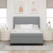 Kiemas lova su čiužiniu Šviesiai pilka 200 x 140 cm audinys
