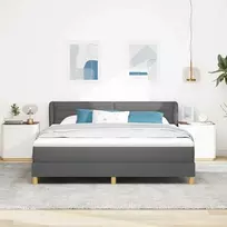 Kiemas lova su čiužiniu Tamsiai pilka 180 x 200 cm audinys