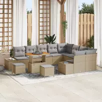 Sodo Sofų Rinkinys 12 vnt. 11 vietos Smėlio Poli ratanas