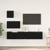 TV staliukas TV spintelių komplektas 3 vnt. Juodas ąžuolas Apdirbta mediena