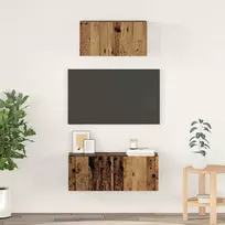 TV staliukas TV spintelių komplektas 2 vnt. Senovinis medis Apdirbta mediena