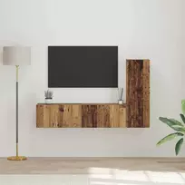 TV staliukas TV spintelių komplektas 3 vnt. Senovinis medis Apdirbta mediena