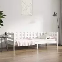Lova be čiužinio, balta, 90x190cm, pušies medienos masyvas