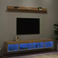 TV staliukas Sieninė TV sekcija su LED, 5 dalių, ąžuolo, apdirbta mediena