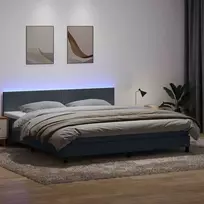 Lova su spyruokliniu/čiužiniu/LED, tamsiai pilka, 180x210 cm, aksomas