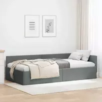 Lova Kampinė lovos konstrukcija Tamsiai pilka 80 cm x 200 cm audinys