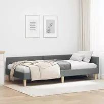 Lova Kampinė lovos konstrukcija Tamsiai pilka 80 x 200 cm audinys