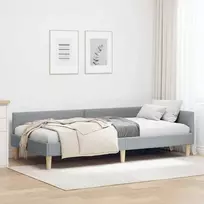 Lova Kampinė lovos konstrukcija Šviesiai pilka 90 x 200 cm audinys