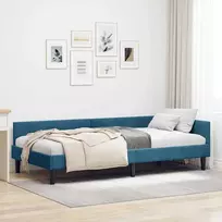 Lova Kampinė lovos konstrukcija Mėlyna 90 cm x 200 cm Aksomas