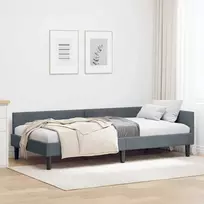 Lova Kampinė lovos konstrukcija Tamsiai pilka 90 cm x 200 cm Aksomas