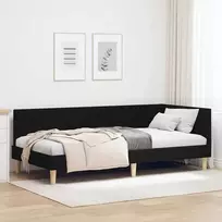 Lova Kampinė lovos konstrukcija su galvūgalio Juoda 80 cm x 200 cm