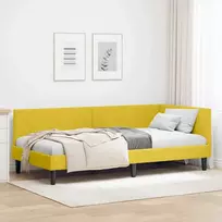 Lova Kampinė lovos konstrukcija Geltona 80 cm x 200 cm Aksomas