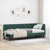 Lova Kampinė lovos konstrukcija Tamsiai žalia 80 cm x 200 cm Aksomas