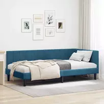 Lova Kampinė lovos konstrukcija Mėlyna 90 cm x 200 cm Aksomas