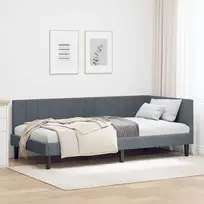 Lova Kampinė lovos konstrukcija Tamsiai pilka 90 cm x 200 cm Aksomas