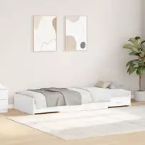 Lova Lovos rėmas su stalčių Balta 80 x 200 cm Apdirbta mediena