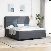 Kiemas lova su pagalve Tamsiai pilka 200 x 180 cm Aksomas