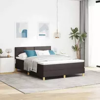 LED Čiužinio Lova su pagalve Tamsiai rudas 140 x 200 cm audinys