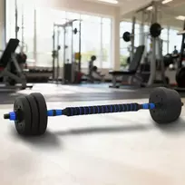 2-in-1 hantelių ir štangos rinkinys 20 kg Juoda ir mėlyna