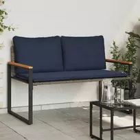 suoliukas Pilka ir tamsiai mėlyna 115 x 65 x 72 cm Ratanas