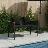 Lauko suolas su pagalve Juoda 117 x 54 x 74.5 cm poliratanas