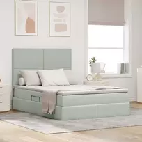 LED saugojimo lova su čiužiniu Šviesiai pilka 140 x 200 cm