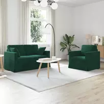 Sofa Sofos komplektas 2 vnt. Tamsiai žalia Aksomas