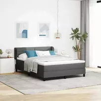 Kiemas lova su čiužiniu Tamsiai pilka 140 x 200 cm audinys