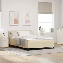 Kiemas lova su LED juostelėmis Kreminė 140 x 190 cm audinys