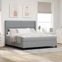LED Čiužinio Lova Šviesiai pilka 180 x 200 cm audinys