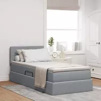 LED saugojimo lova su čiužiniu Šviesiai pilka 100 x 200 cm