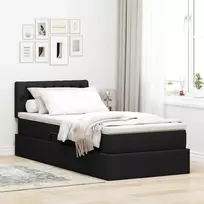 LED saugojimo lova su čiužiniu Juoda 90 x 190 cm Audinys