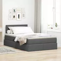 LED saugojimo lova su čiužiniu Tamsiai pilka 120 x 190 cm